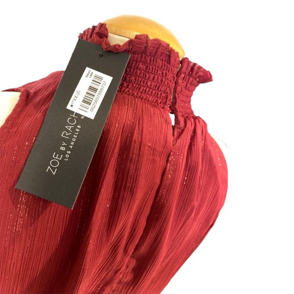 ZOE BY RACHEL ZOE Cold Shoulder Top Size Small Sangria Colour Shimmery - Picture 4 of 13